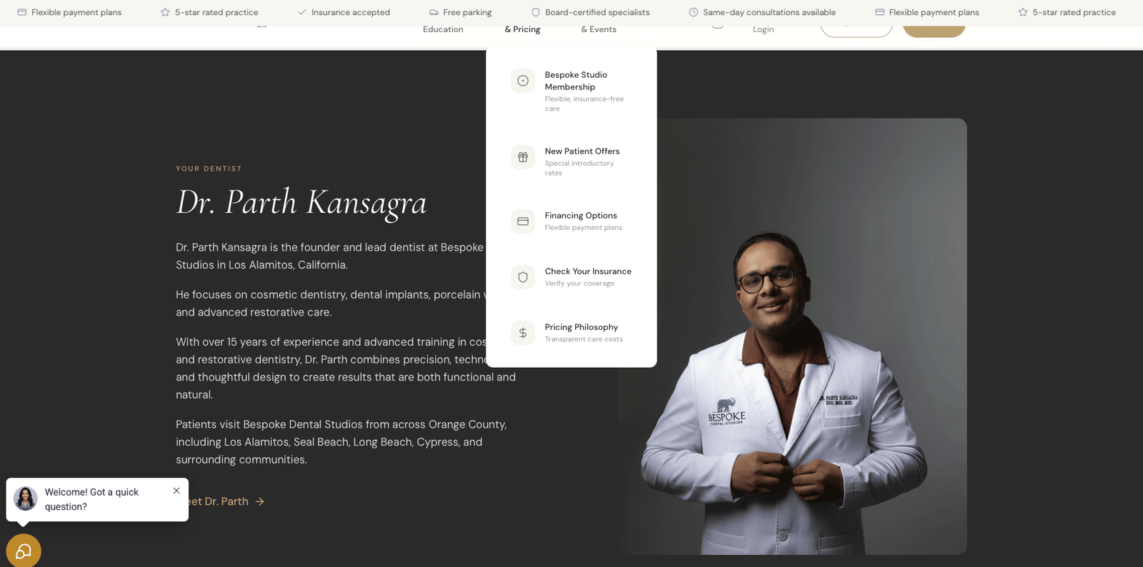 Bespoke Dental Studios website preview
