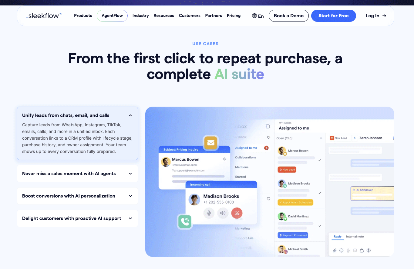 SleekFlow website preview